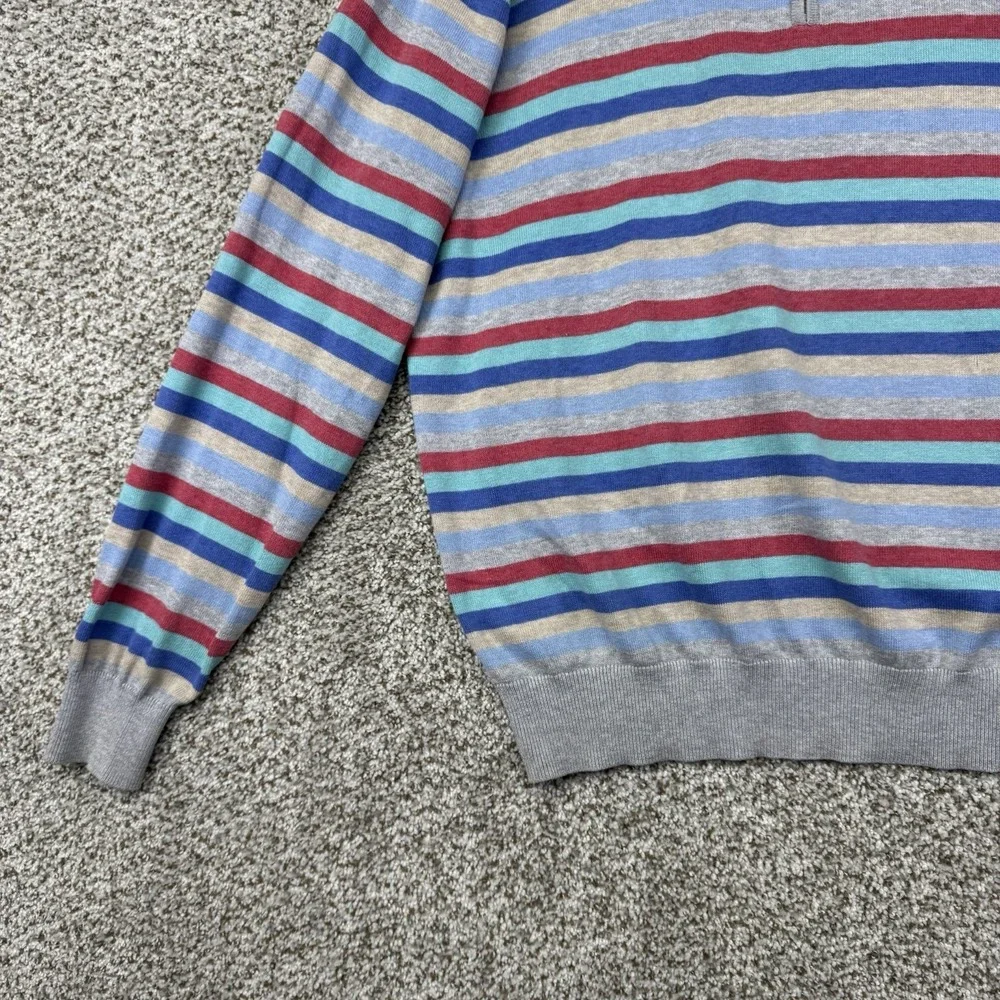 Peter Millar Sweater Men's Large Striped 1/4 Zip Pima Cotton Silk Cashmere Knit - Picture 7 of 15